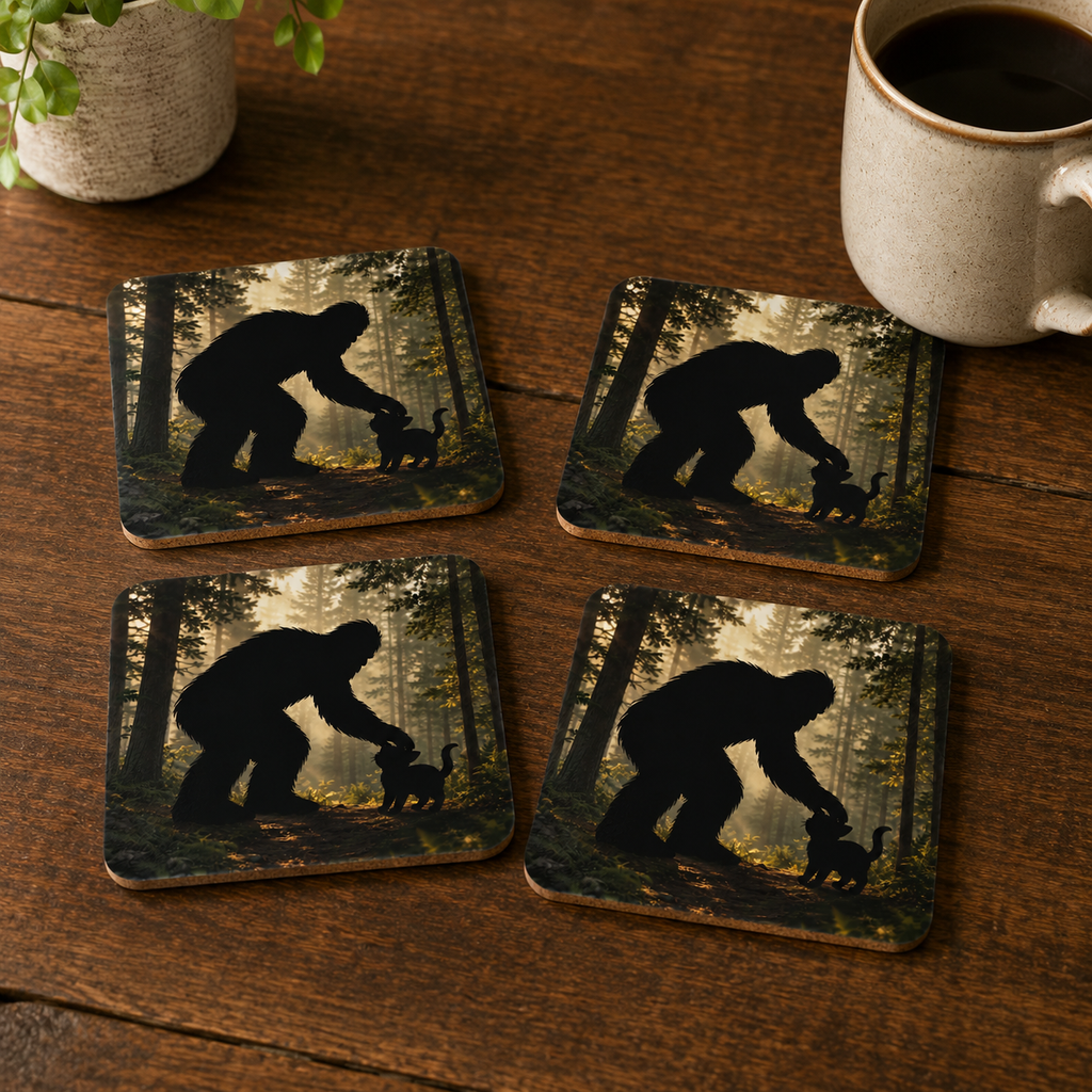 Sasquatch & Cat Forest Coaster Set