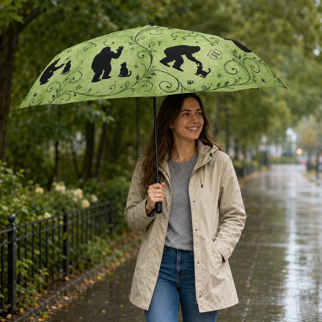 Good Kitty Bigfoot and Cat Compact Umbrella