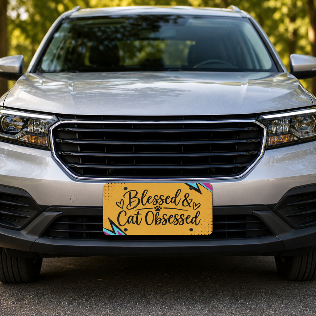 Blessed & Cat Obsessed Vanity License Plate