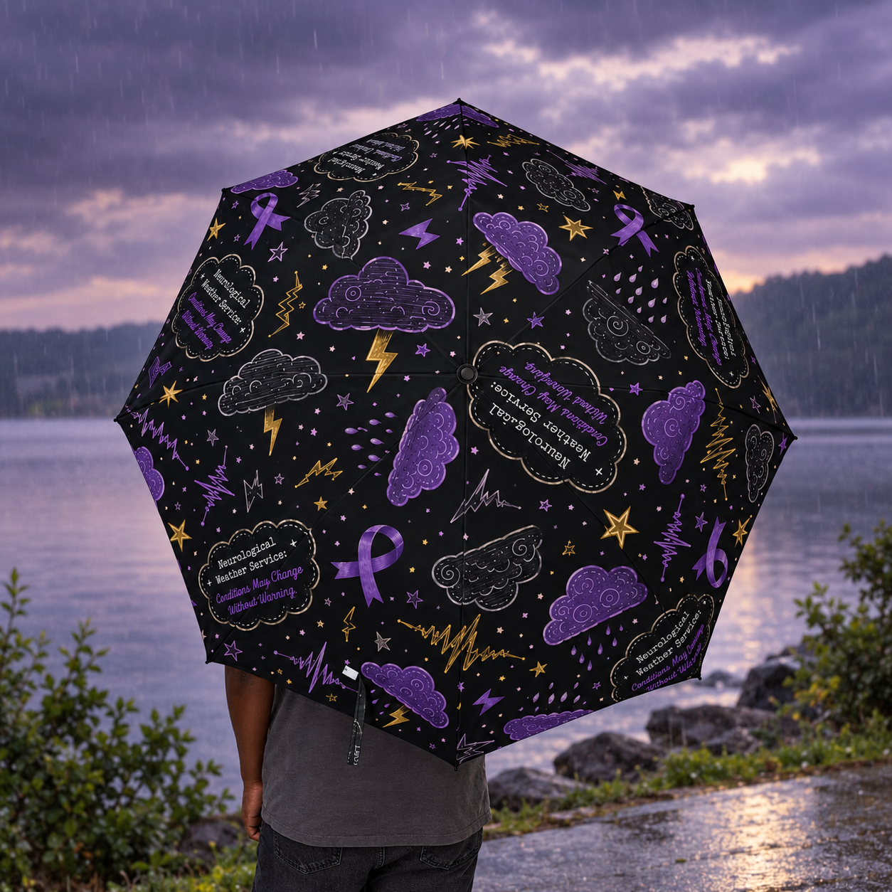Neurological Weather Service Epilepsy Awareness Umbrella (Semi‑Automatic)