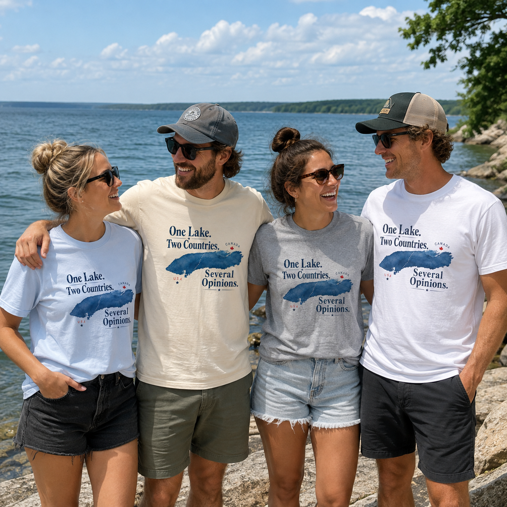 One Lake. Two Countries. Several Opinions. Lake Ontario Humor T-Shirt