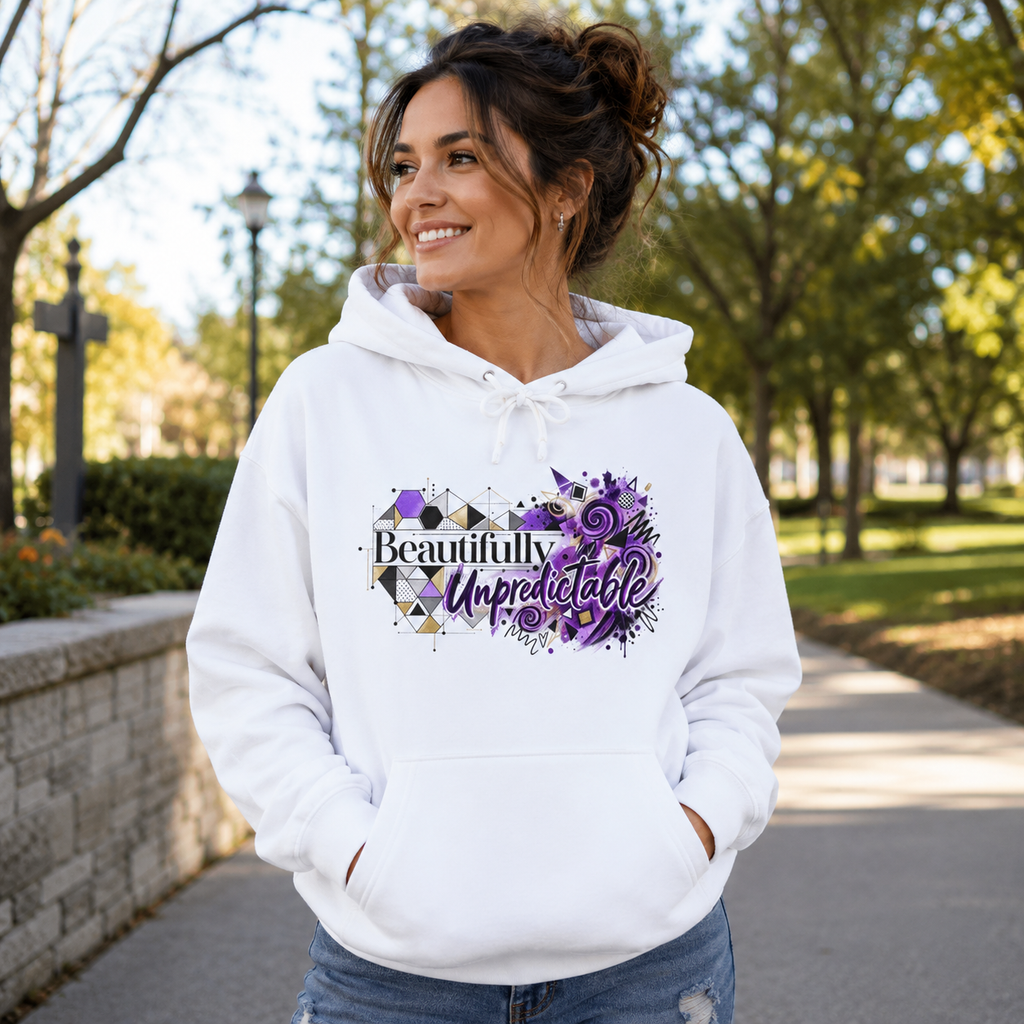 Beautifully Unpredictable Epilepsy Awareness Organic Cotton Hoodie