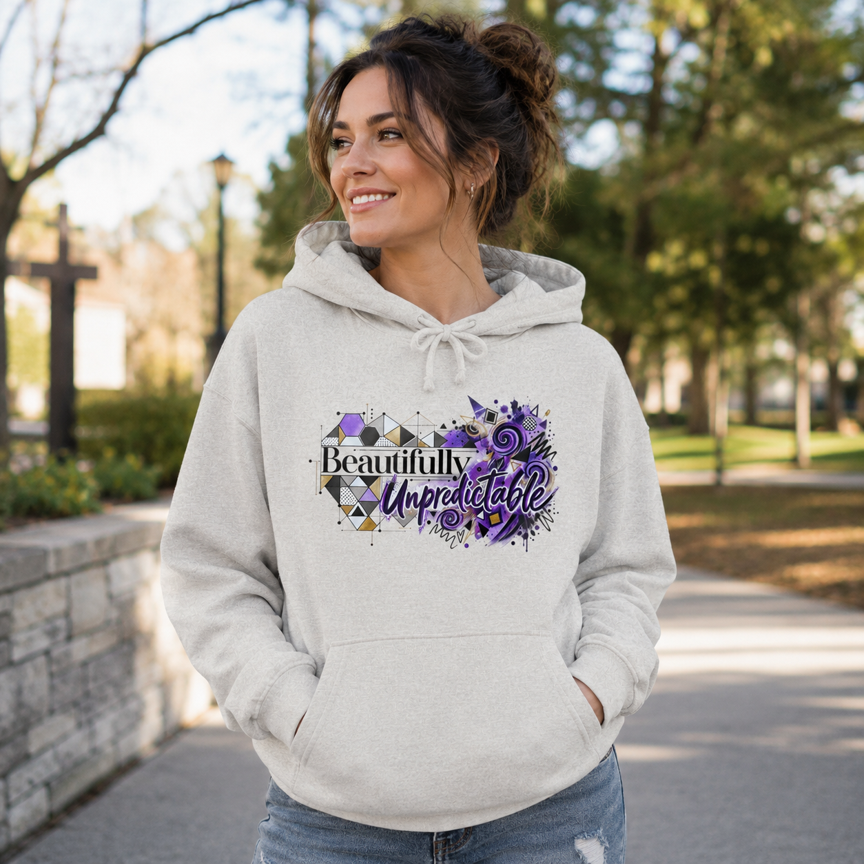 Beautifully Unpredictable Epilepsy Awareness Organic Cotton Hoodie