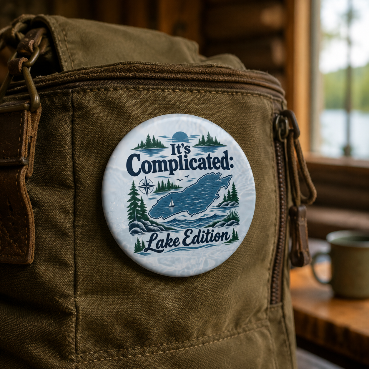 It’s Complicated: Lake Edition Pinback Button | Lake Ontario Humor Pin