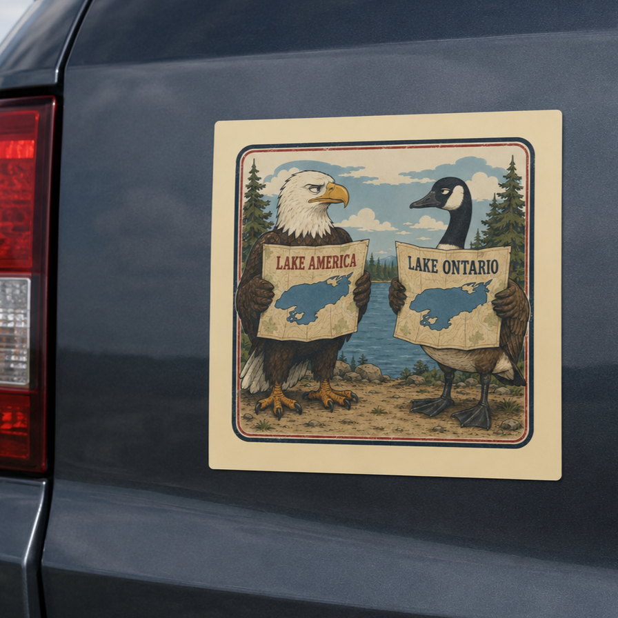 Lake America vs. Lake Ontario Car Magnet | Eagle and Goose Humor