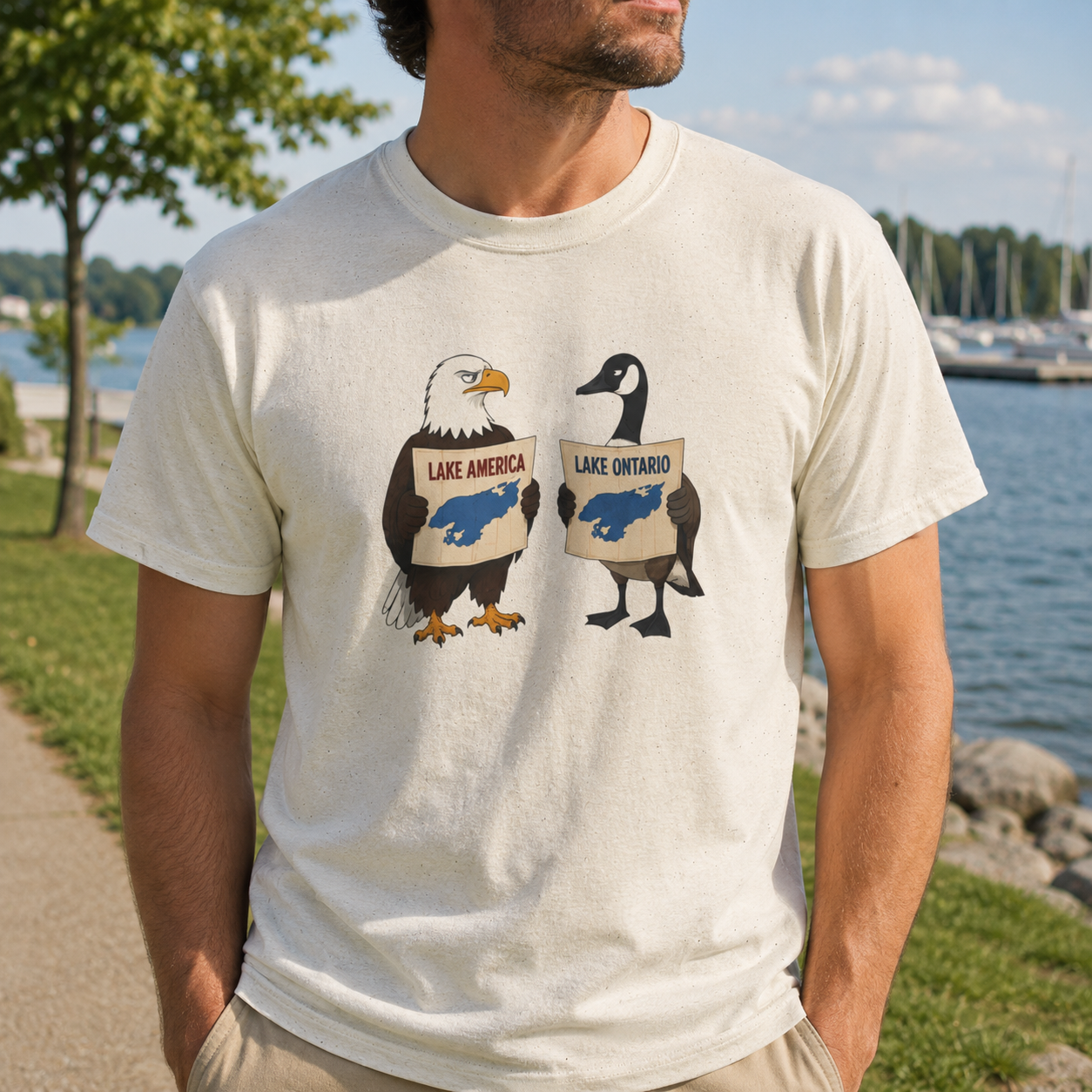 Lake America vs. Lake Ontario Eagle and Goose T-Shirt