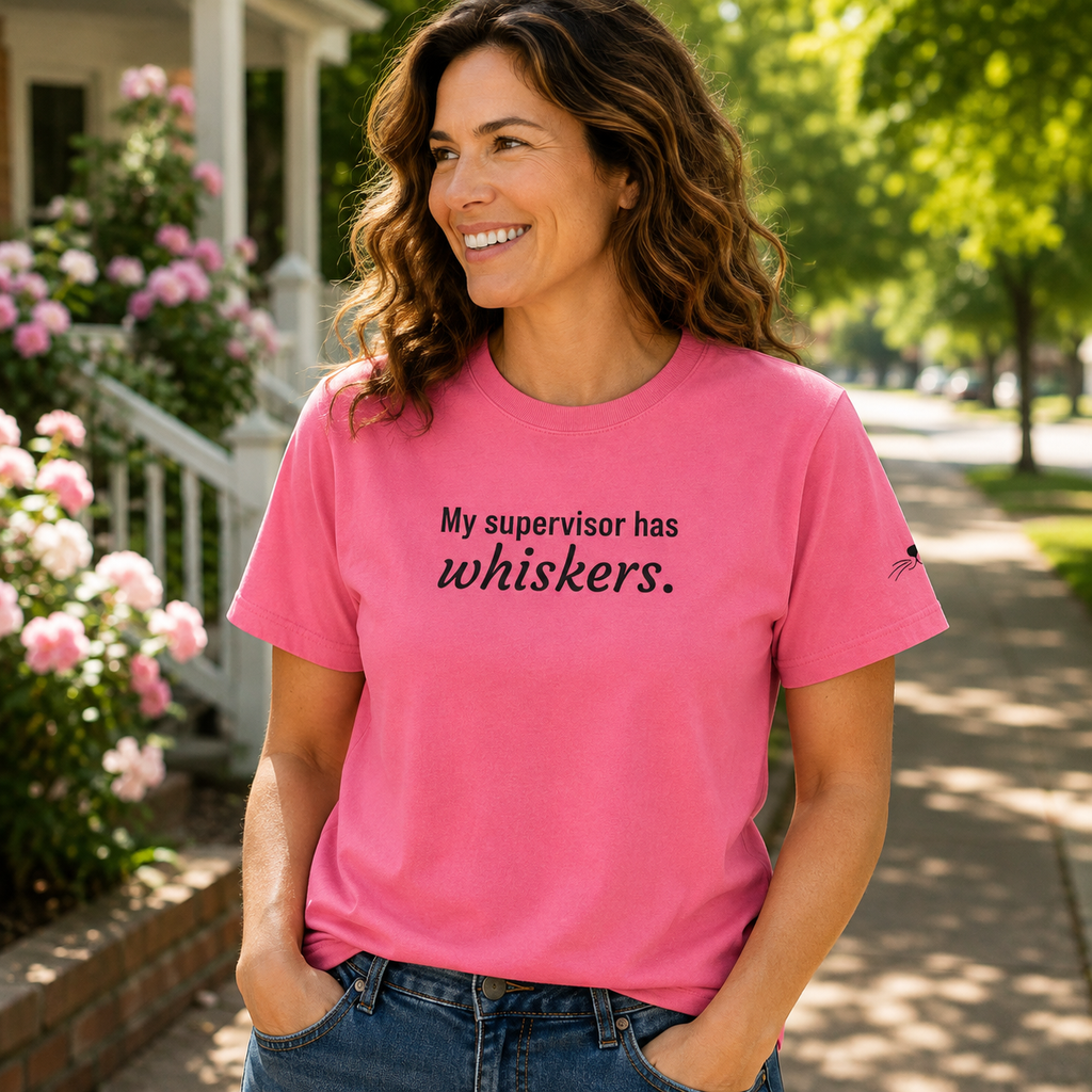 My Supervisor Has Whiskers Embroidered Comfort Colors T-Shirt