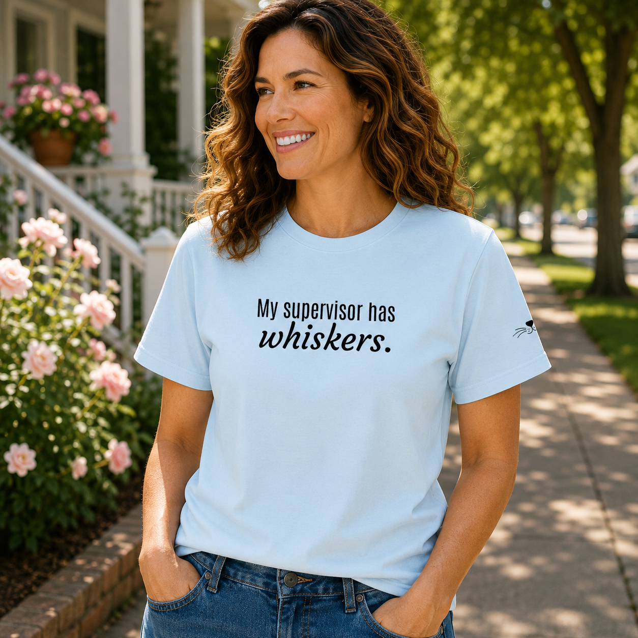 My Supervisor Has Whiskers Embroidered Comfort Colors T-Shirt