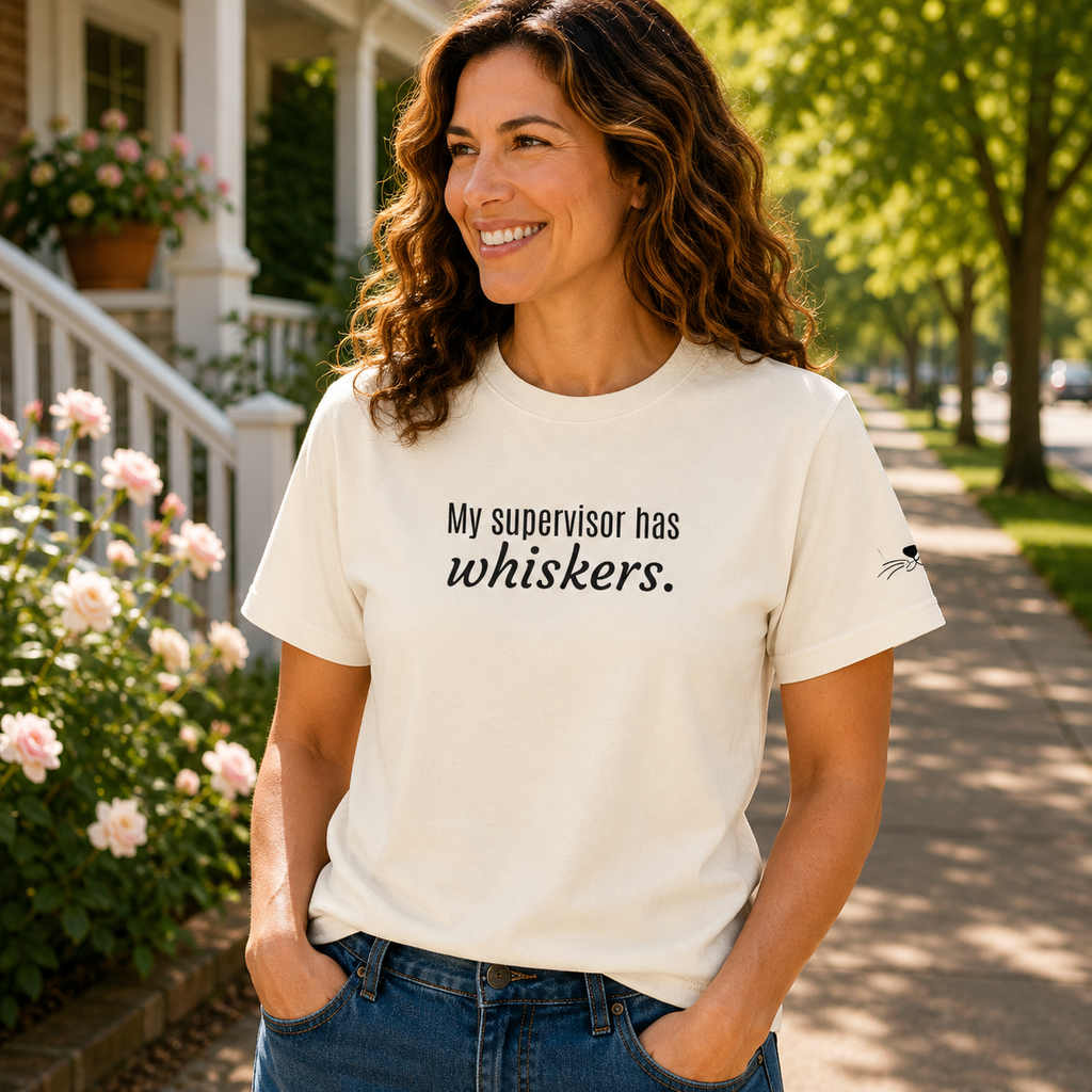 My Supervisor Has Whiskers Embroidered Comfort Colors T-Shirt