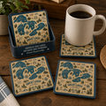 Great Lakes Vintage Map Coaster Set | Lake Ontario / Lake America Conversation Coasters