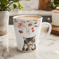 Cozy Coffee Cats Watercolor Latte Mug, 12 oz Ceramic Cat Mug