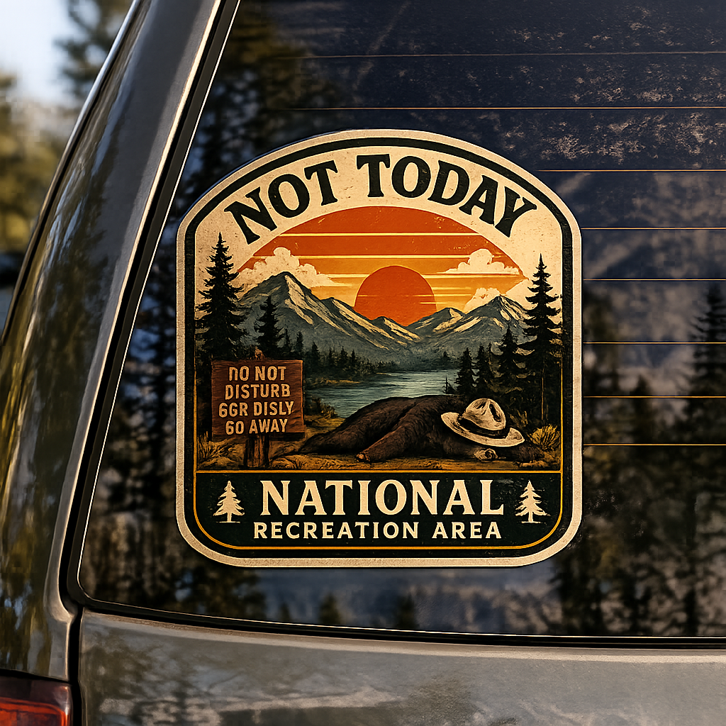 Not Today National Recreation Area Outdoor Sticker | Transparent Weatherproof Vinyl Decal