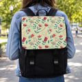 Whimsical Cats & Wildflowers Canvas Shoulder Backpack