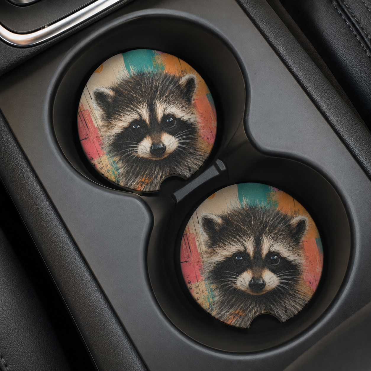 Jimothy Woodland Raccoon Soapstone Car Coasters