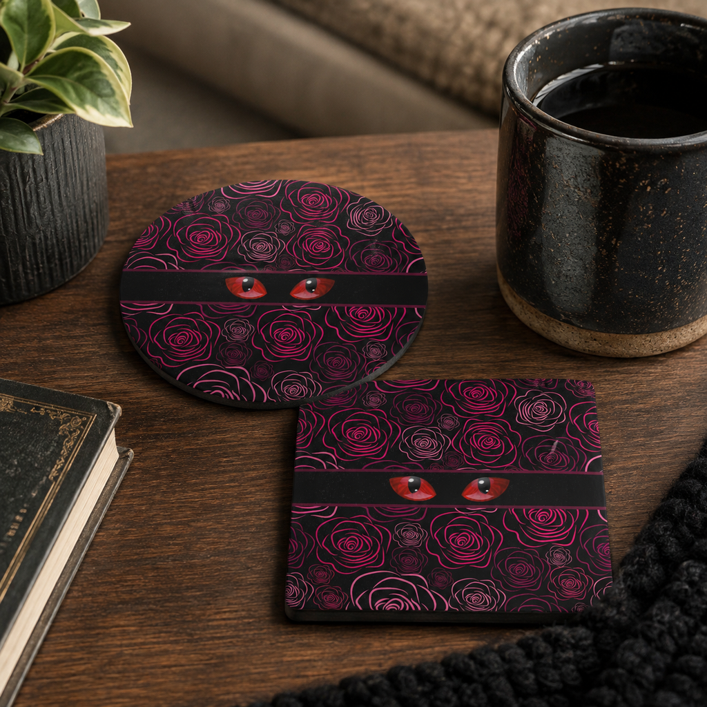 Mystery Cat Eyes Ceramic Coaster