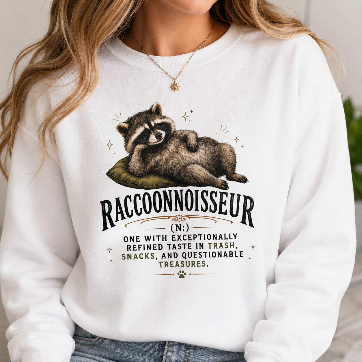 Raccoonnoisseur Garment-Dyed Long Sleeve Shirt | Funny Raccoon Graphic Tee