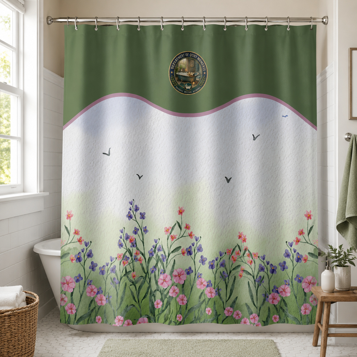 Department of Quiet Moments Botanical Shower Curtain