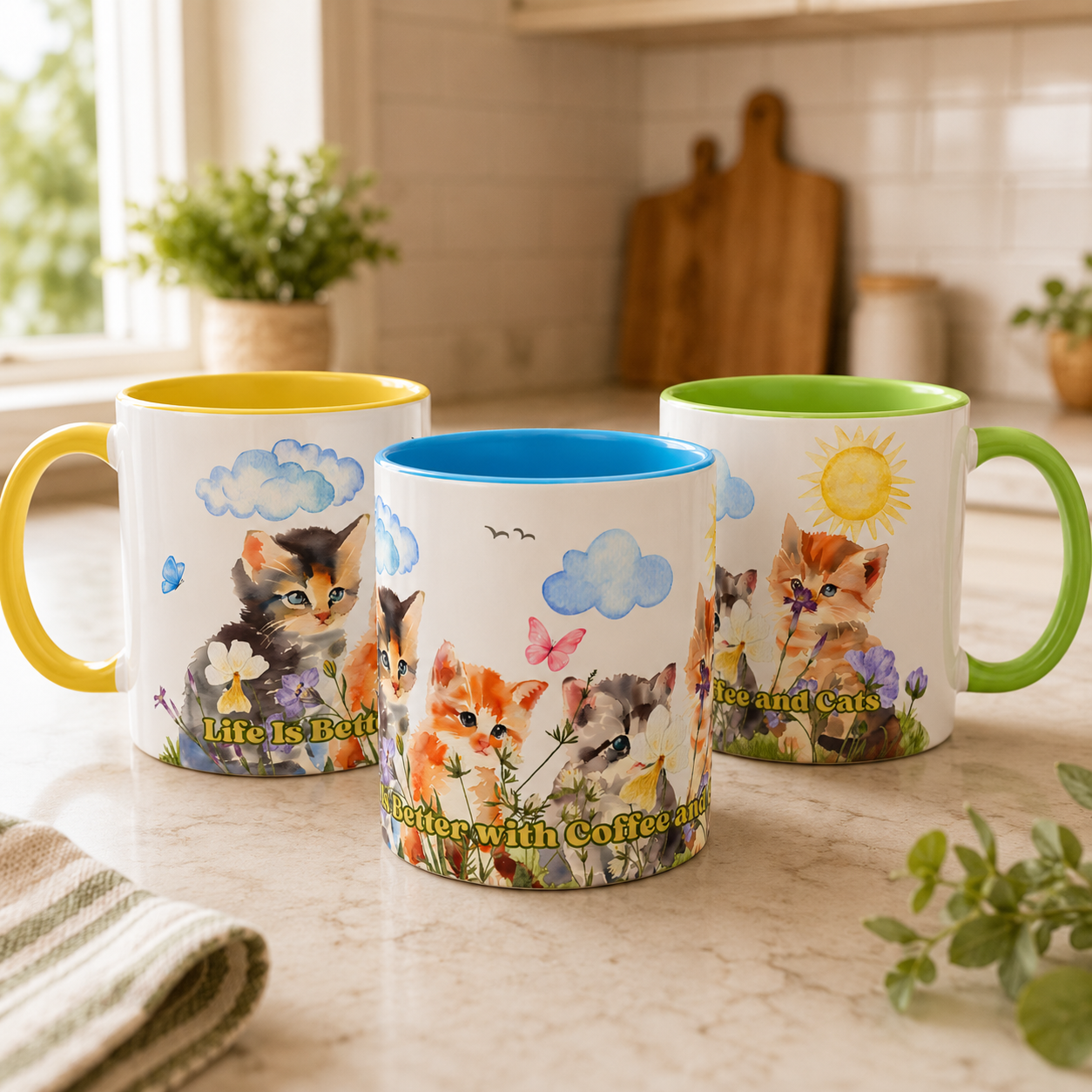 Life Is Better with Coffee and Cats Ceramic Mug