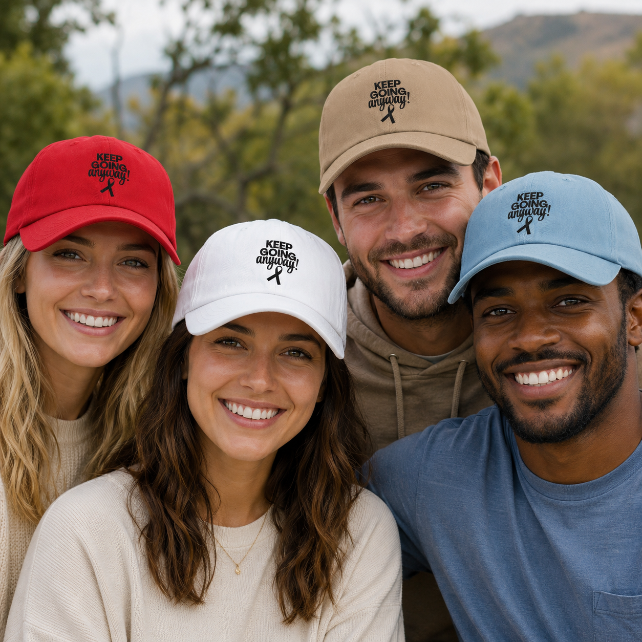 Keep Going Anyway Awareness Ribbon Dad Hat