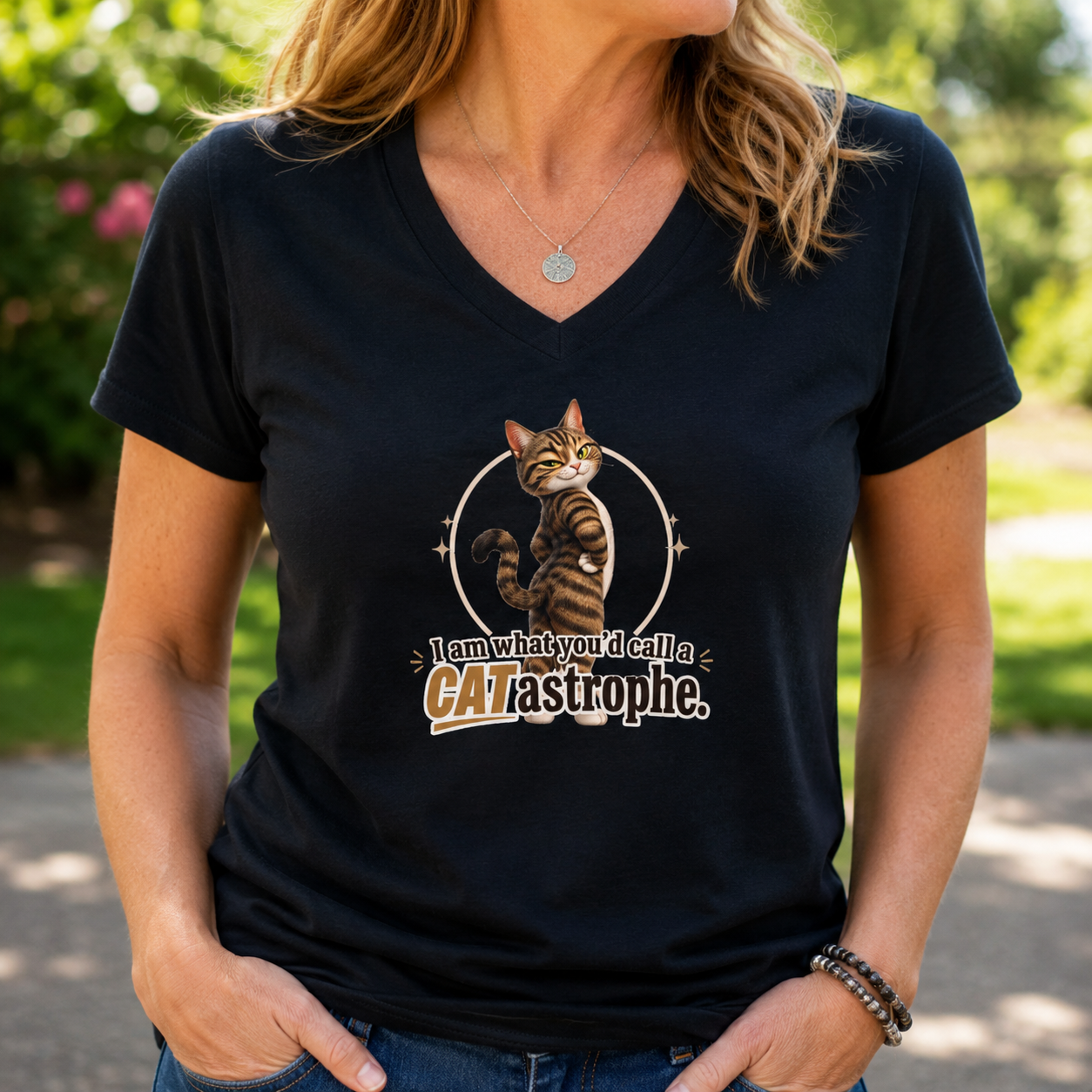 CATastrophe Women’s Relaxed V-Neck T-Shirt