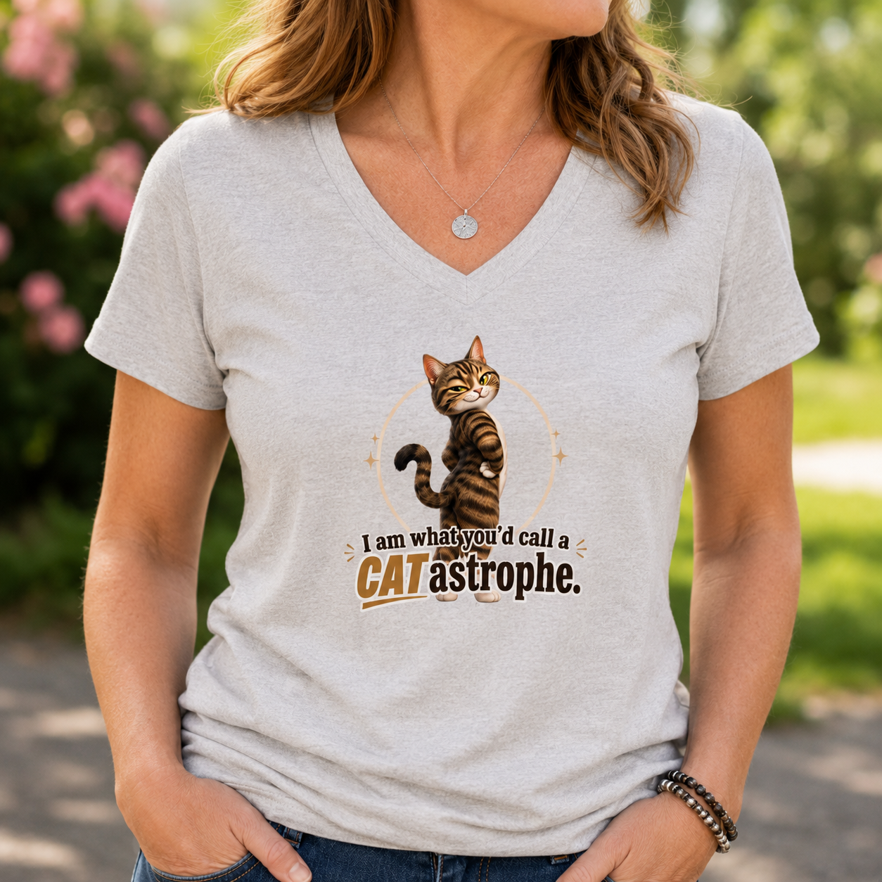 CATastrophe Women’s Relaxed V-Neck T-Shirt