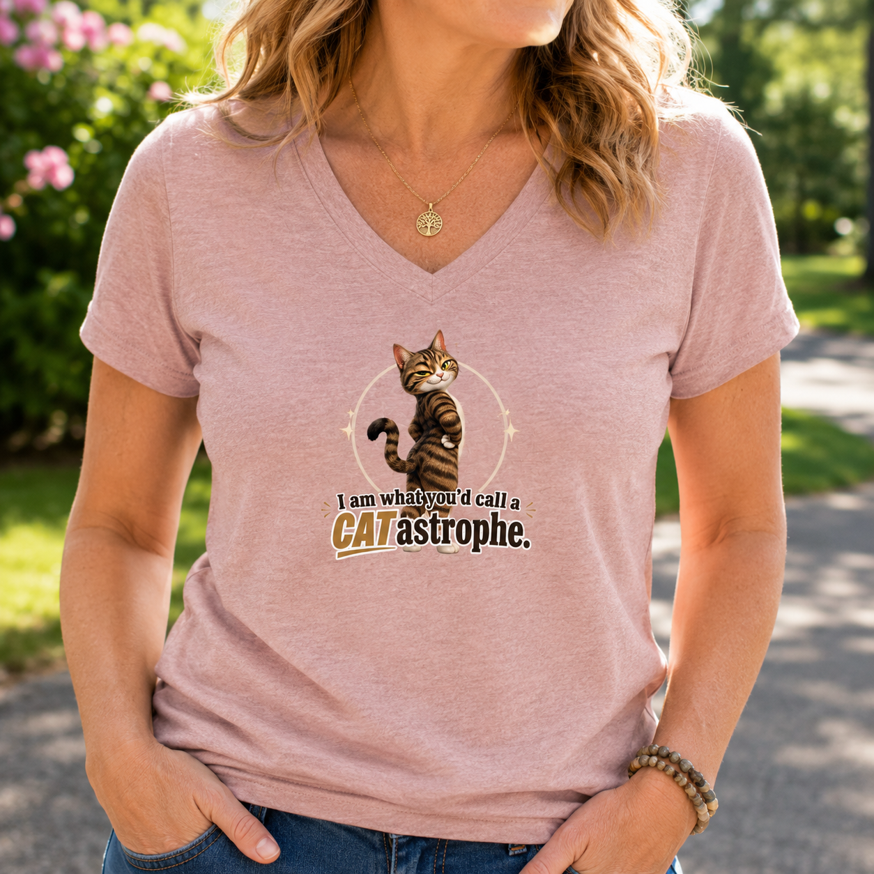 CATastrophe Women’s Relaxed V-Neck T-Shirt