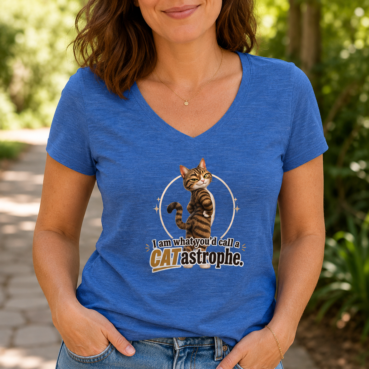 CATastrophe Women’s Relaxed V-Neck T-Shirt