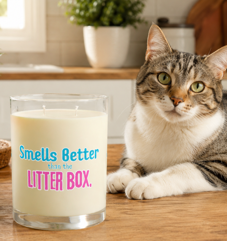 Smells Better Than the Litter Box Two-Wick Soy Candle 11oz Glass