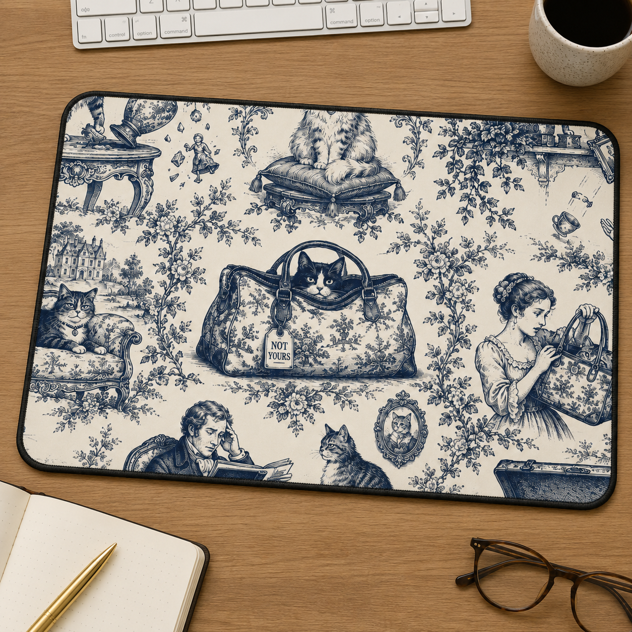 Not Yours Cat Toile Desk Mat