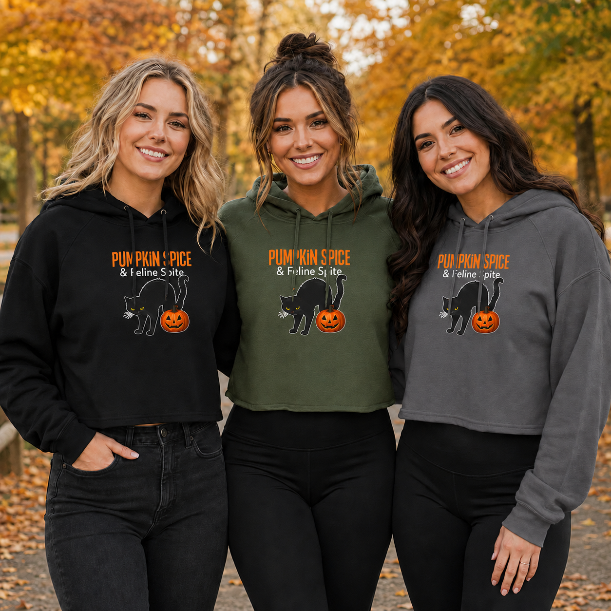 Pumpkin Spice & Feline Spite Cropped Hoodie