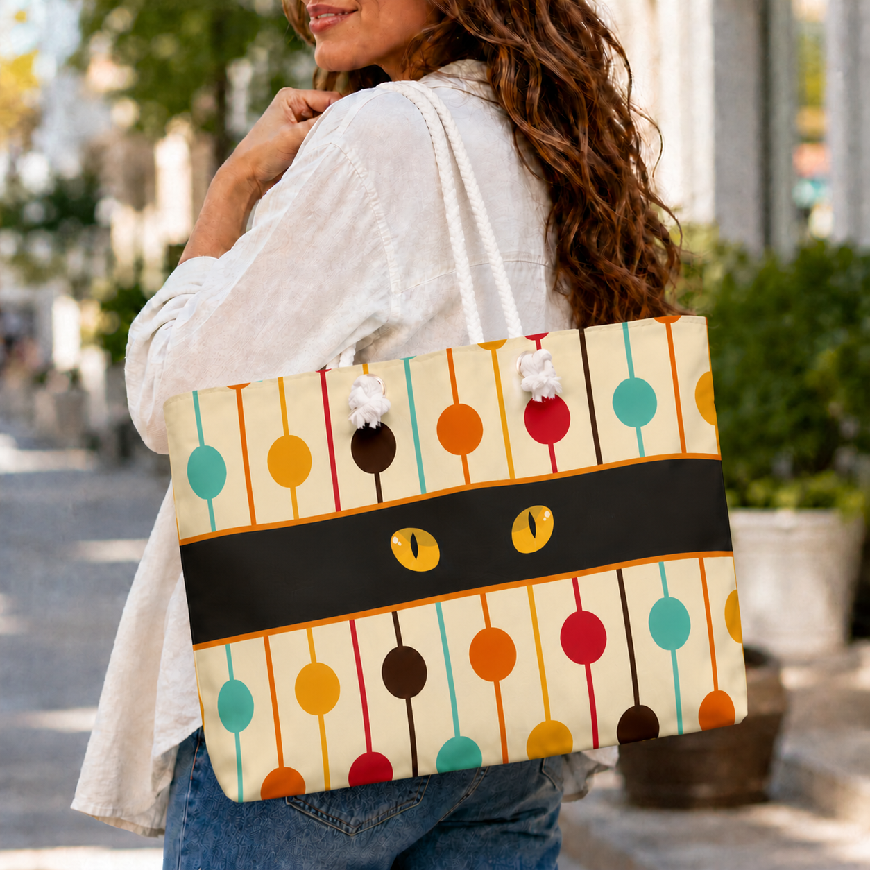 Peeking Cat Eyes Retro Weekender Bag