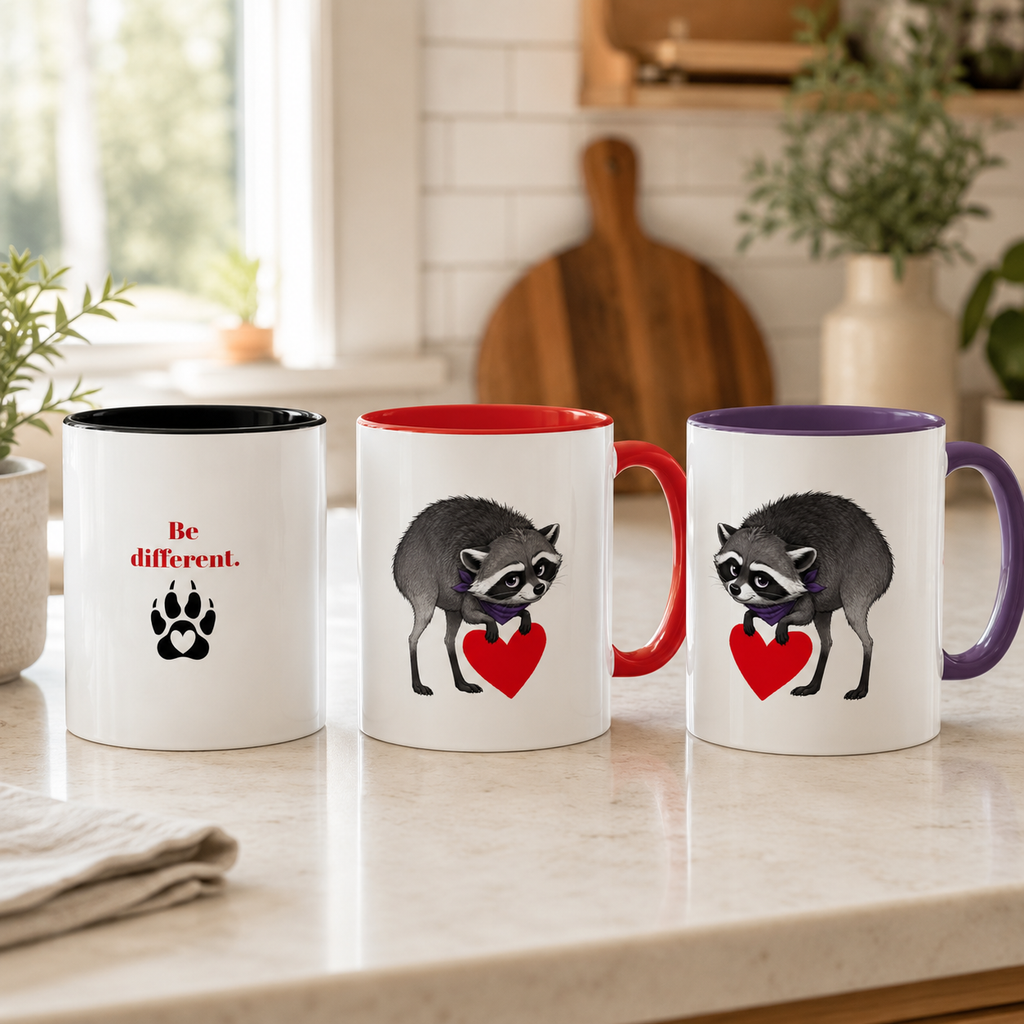 Jimothy “Be Different” Raccoon Mug
