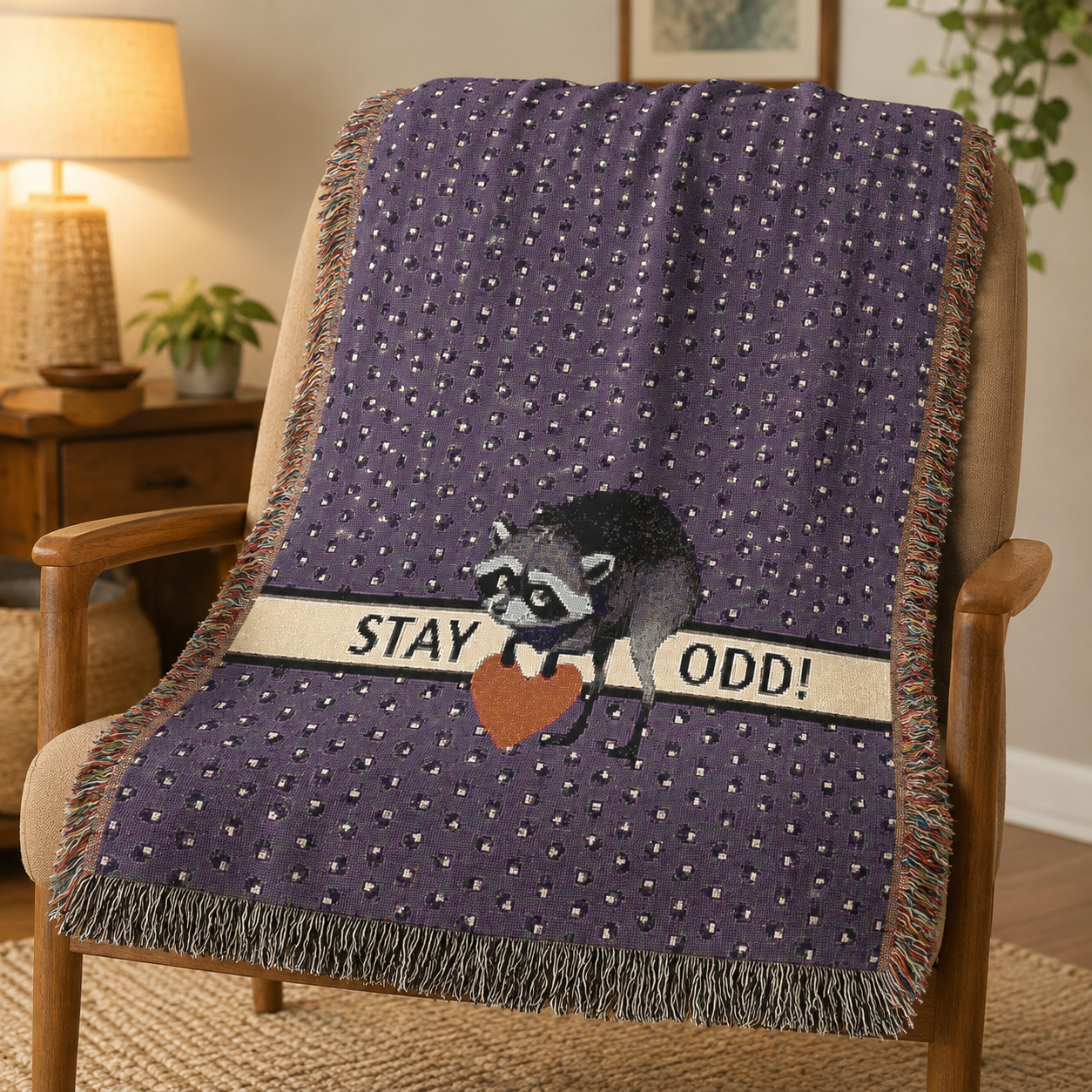 Stay Odd Jimothy Woven Cotton Blanket