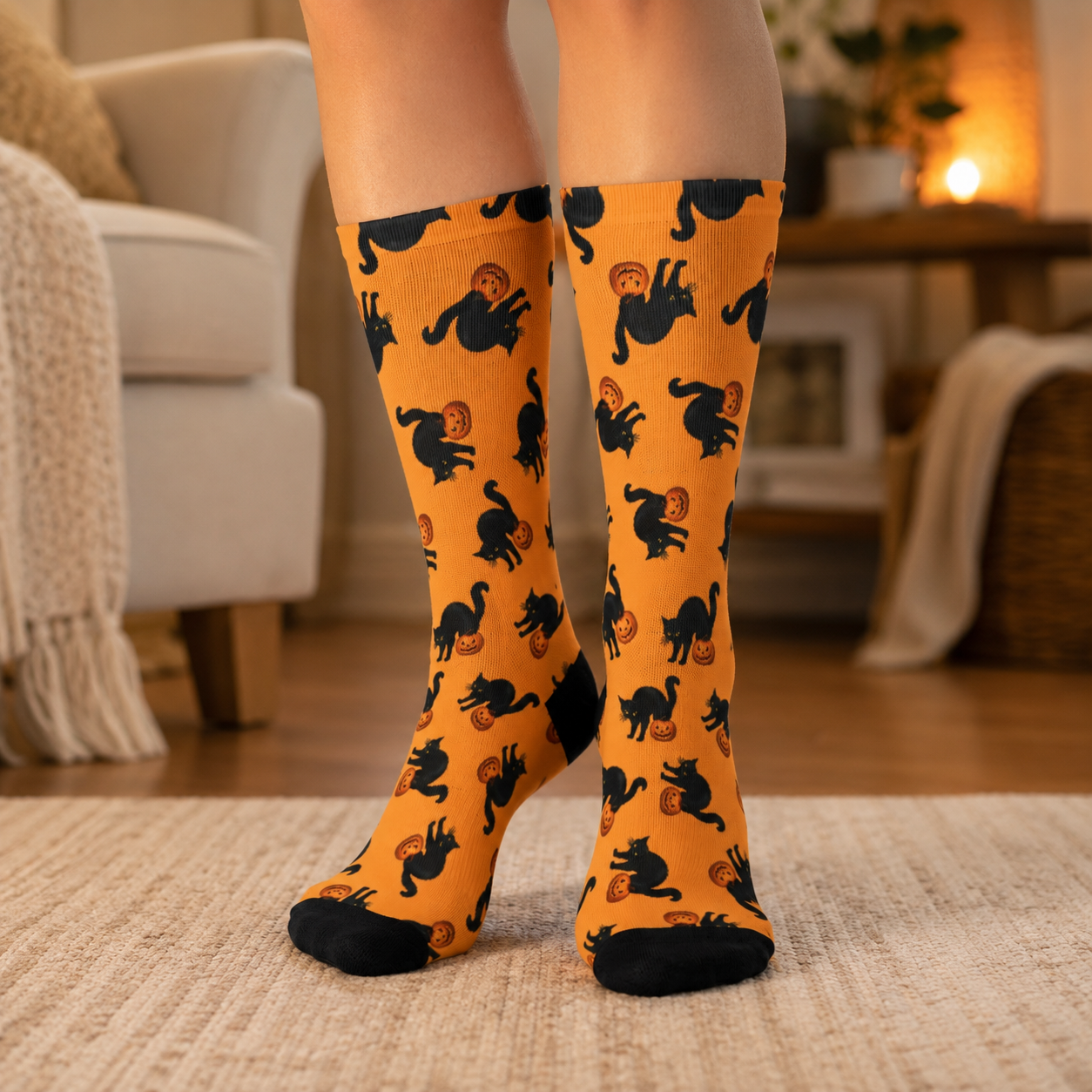 Black Cats & Jack-O’-Lanterns Halloween Crew Socks