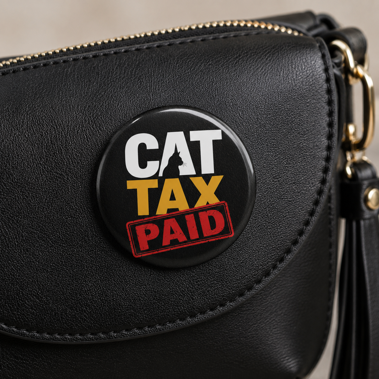 Cat Tax Paid Pinback Button