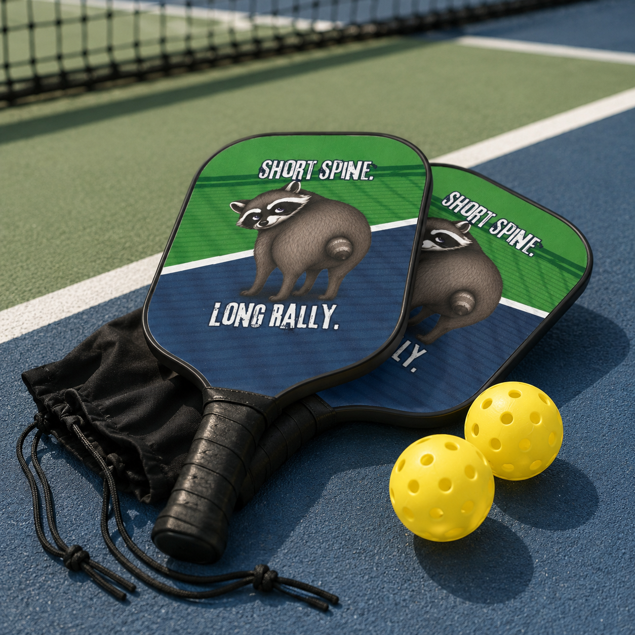 Jimothy “Short Spine. Long Rally.” Pickleball Paddle Set (2 Paddles + Balls)