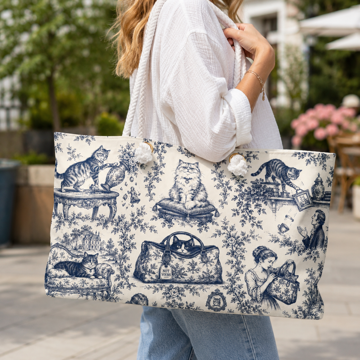 Not Yours Cat Toile Weekender Bag