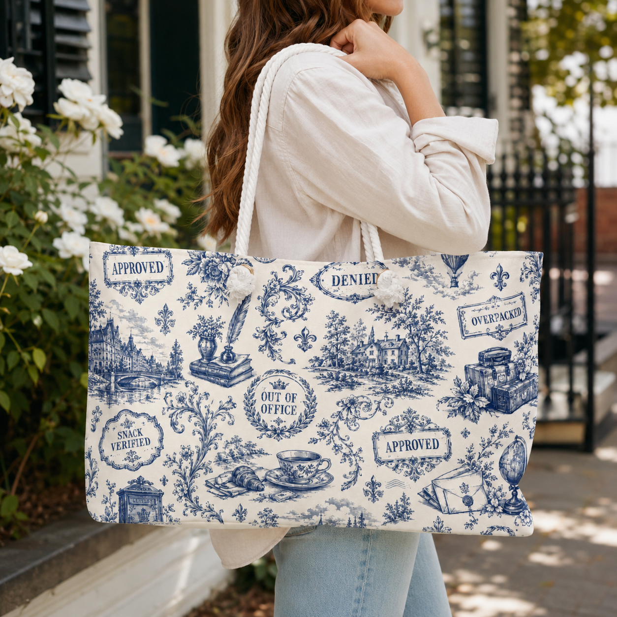 Faux Official Toile Weekender Bag