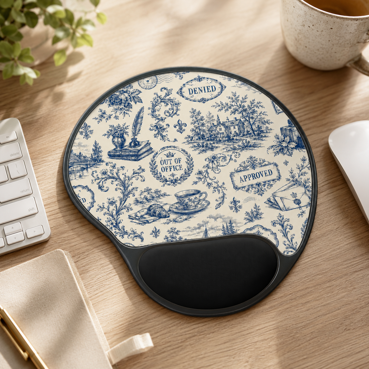 Out of Office Toile Ergonomic Mouse Pad