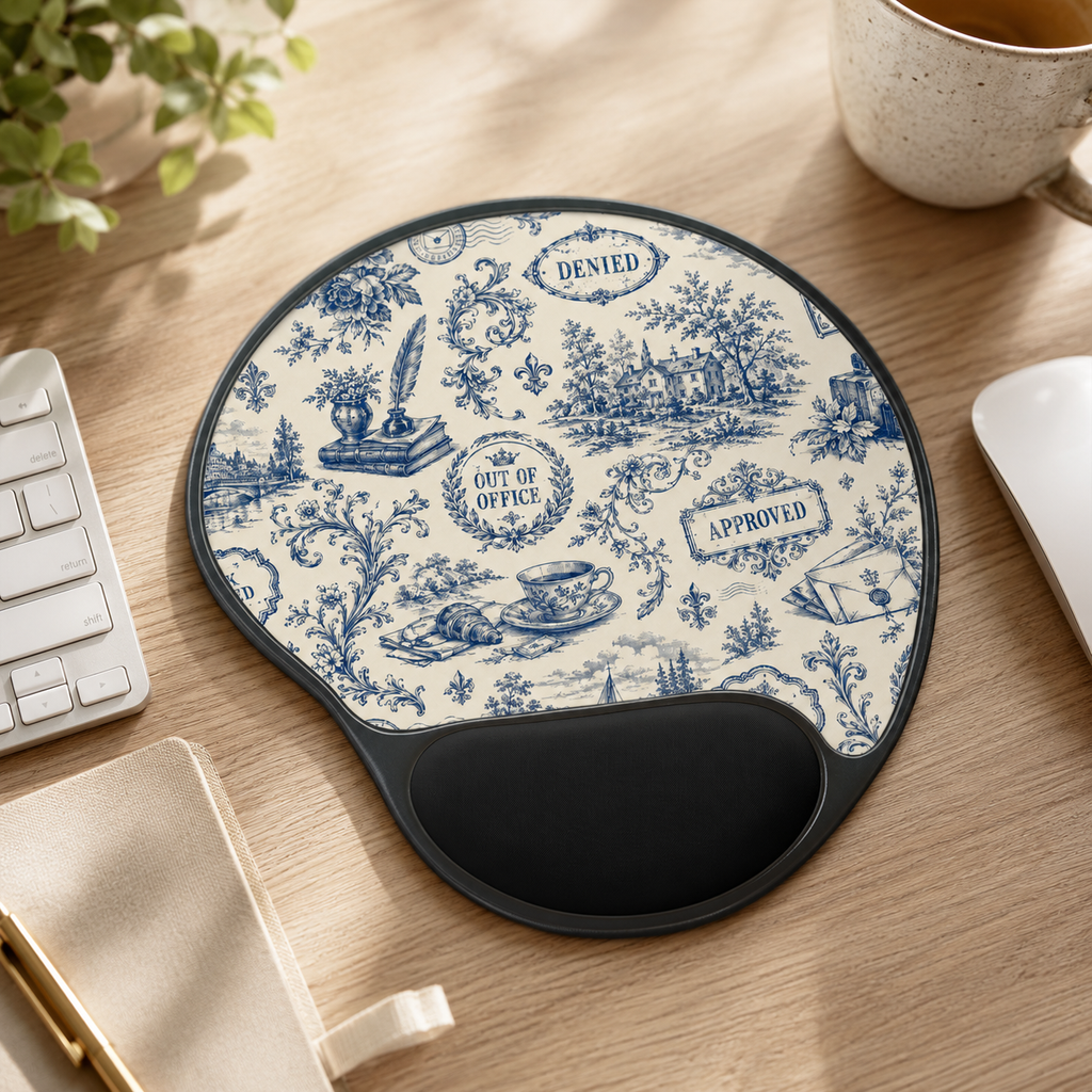 Out of Office Toile Ergonomic Mouse Pad