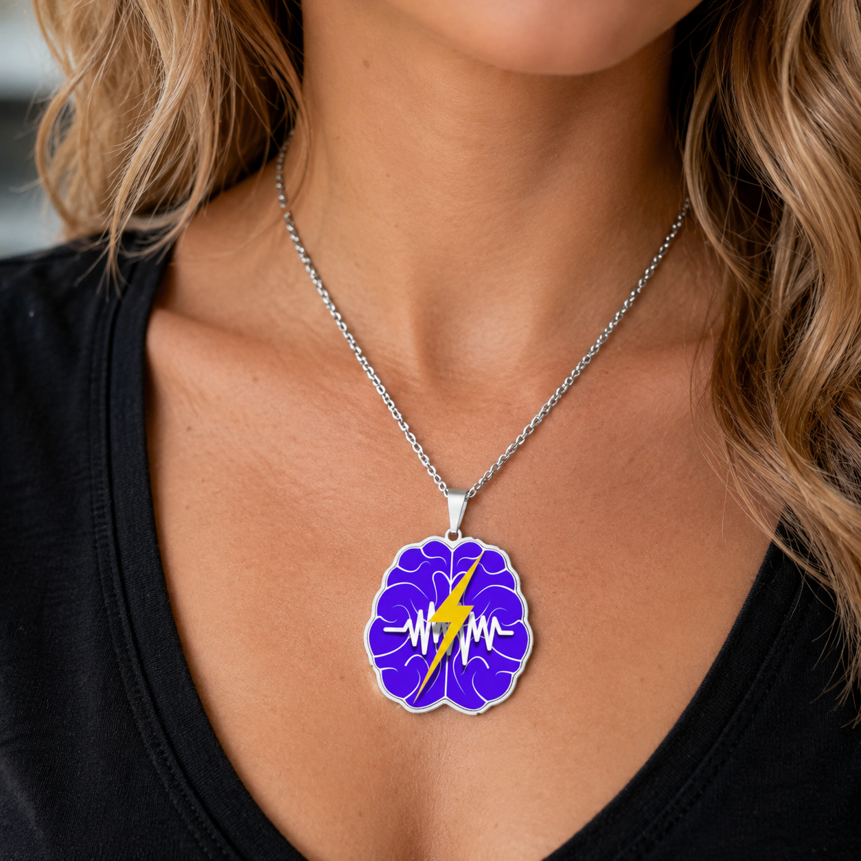 Neurostrong Brain Lightning Pendant Necklace