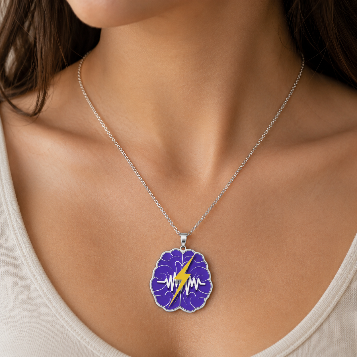 Neurostrong Brain Lightning Pendant Necklace