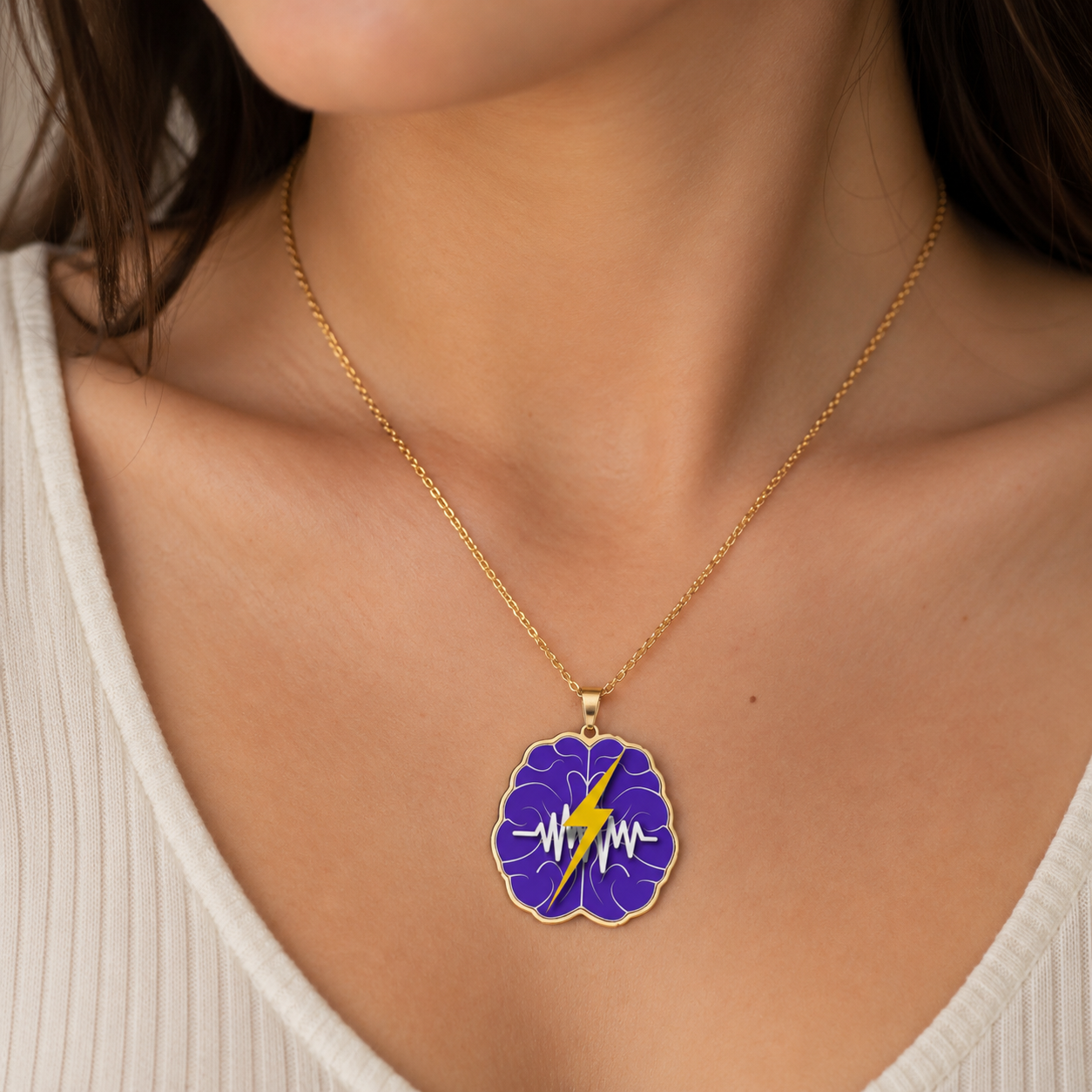 Neurostrong Brain Lightning Pendant Necklace