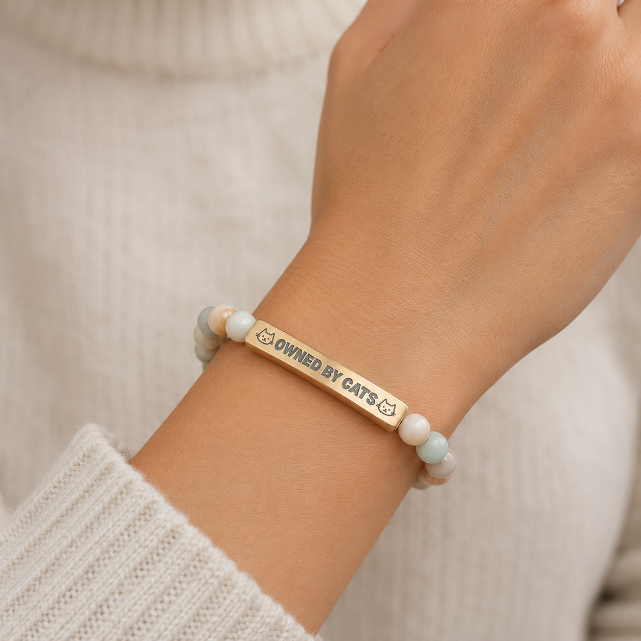 Owned by Cats Natural Stone Bar Bracelet