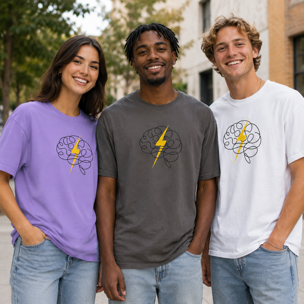 Electric Mind Brain Lightning Garment-Dyed T-Shirt