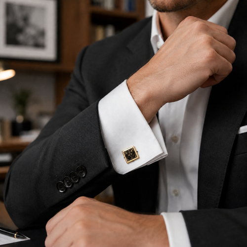 Art Deco Cat Gold Cufflinks for Men