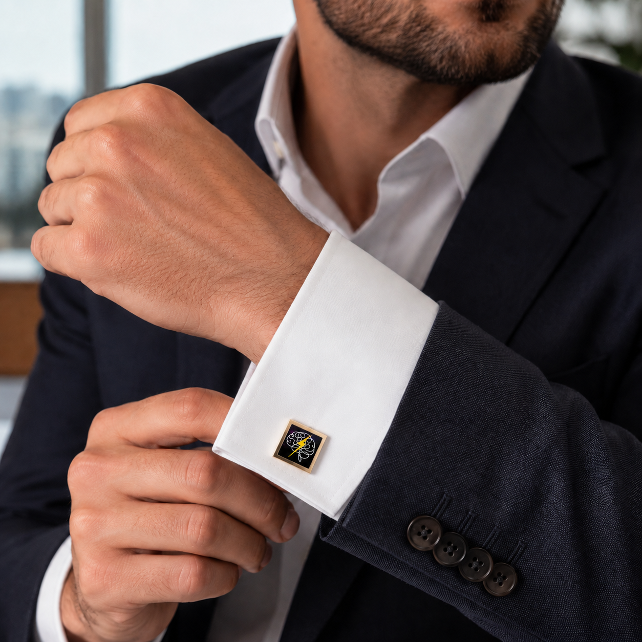 Electric Mind Brain Cufflinks, Elegant Men's Accessory