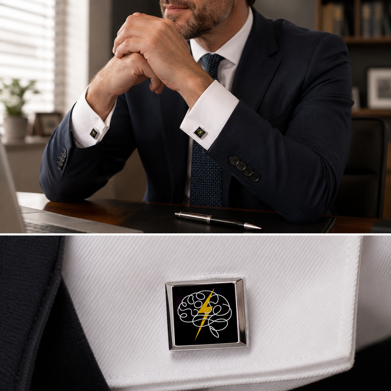 Electric Mind Brain Cufflinks, Elegant Men's Accessory