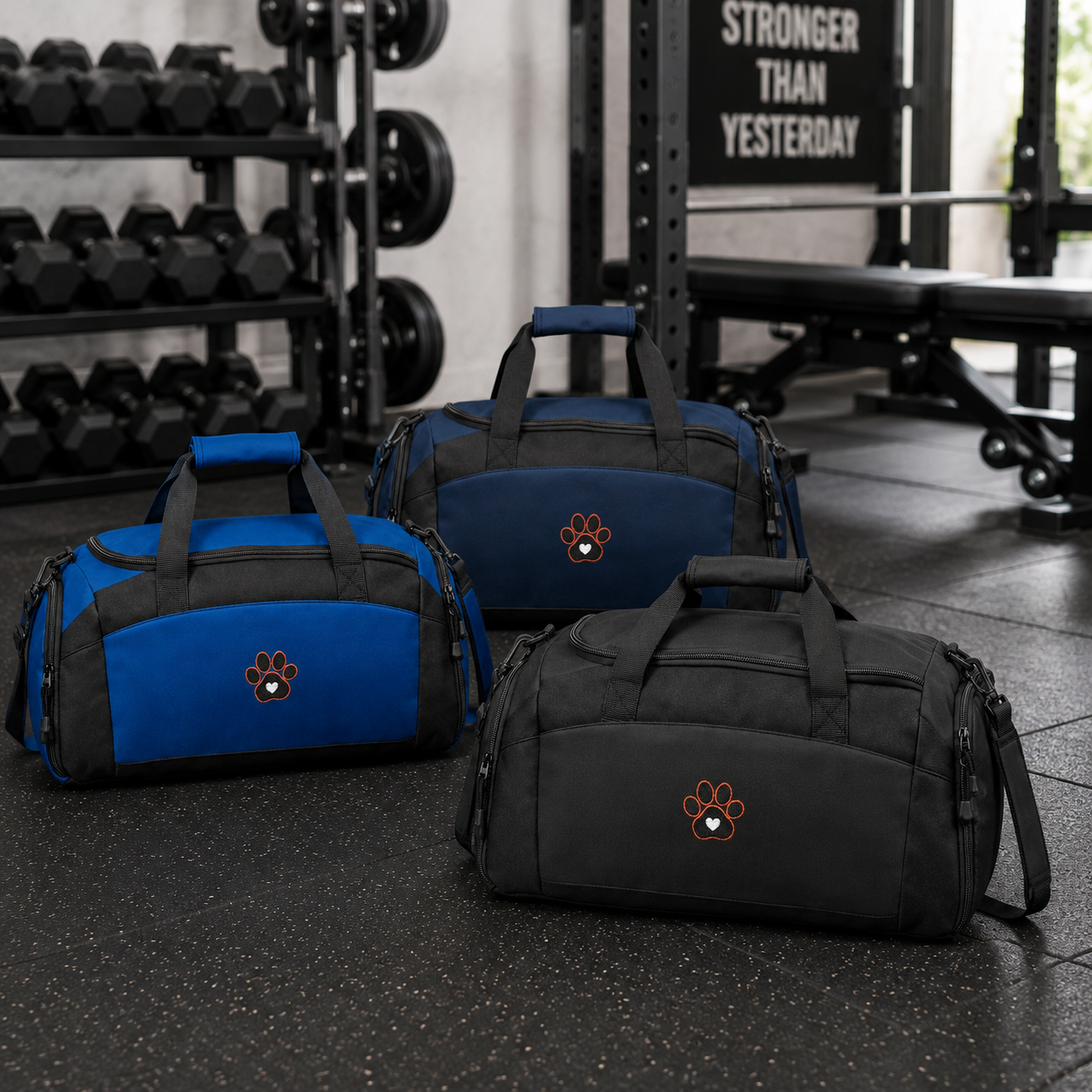 Paw Heart Embroidered Gym Bag