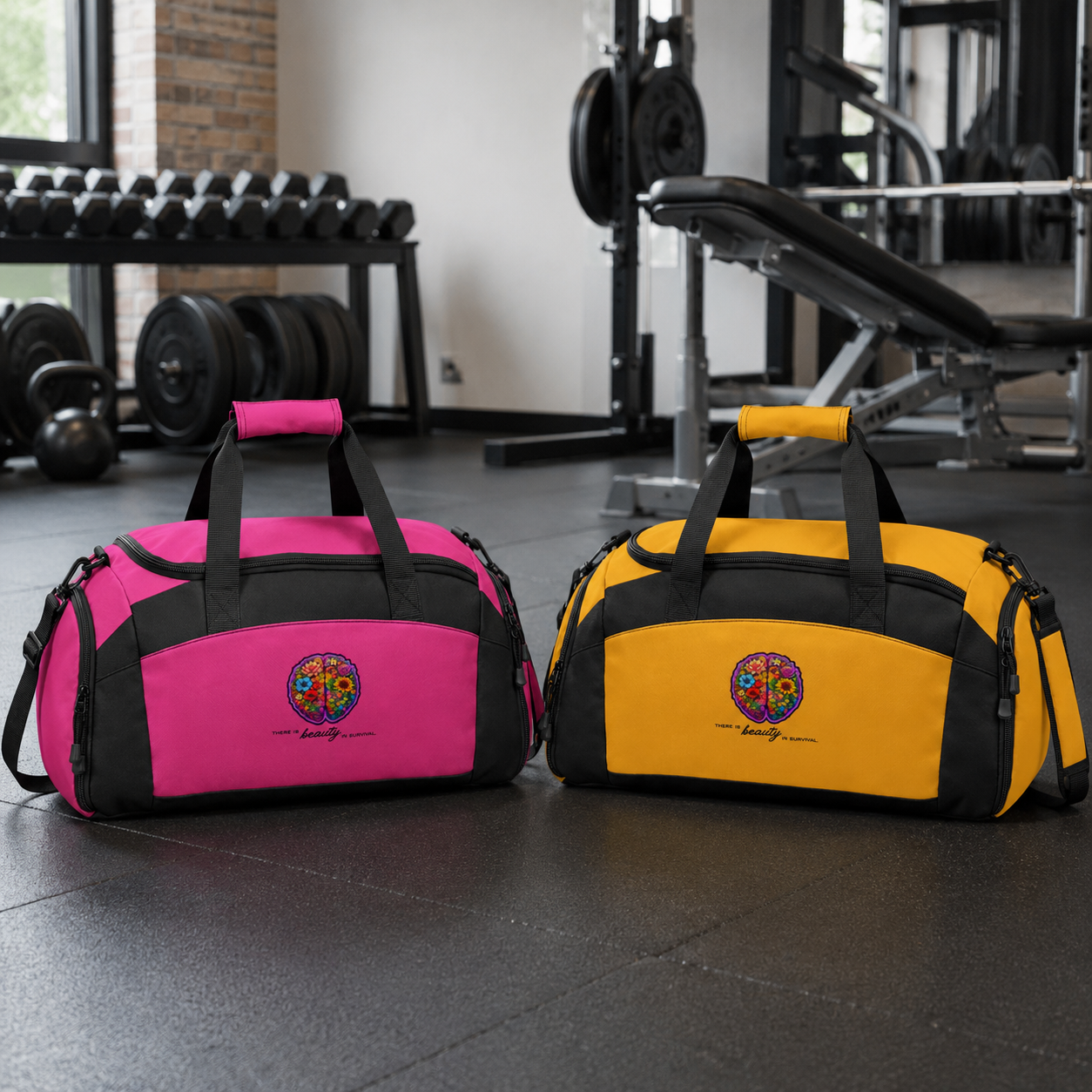 Floral Brain DTF Printed Gym Bag